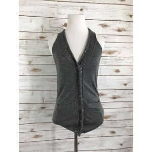 Wallace Women's Cardigan Size XS Gray Cardigan‎ Sweater Vest Wool Sequins